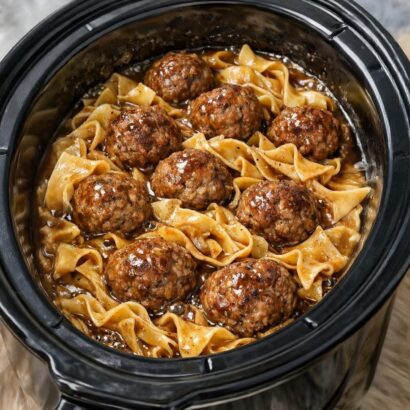 Thumbnail for 4-Ingredient Amish Slow Cooker Meatball Noodles
