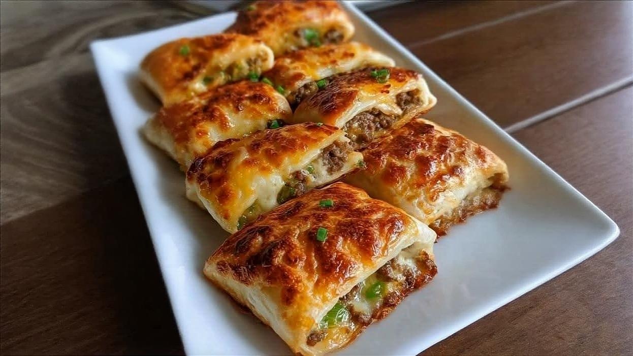 Thumbnail for Cheesy Beef Puff Pastry Pockets