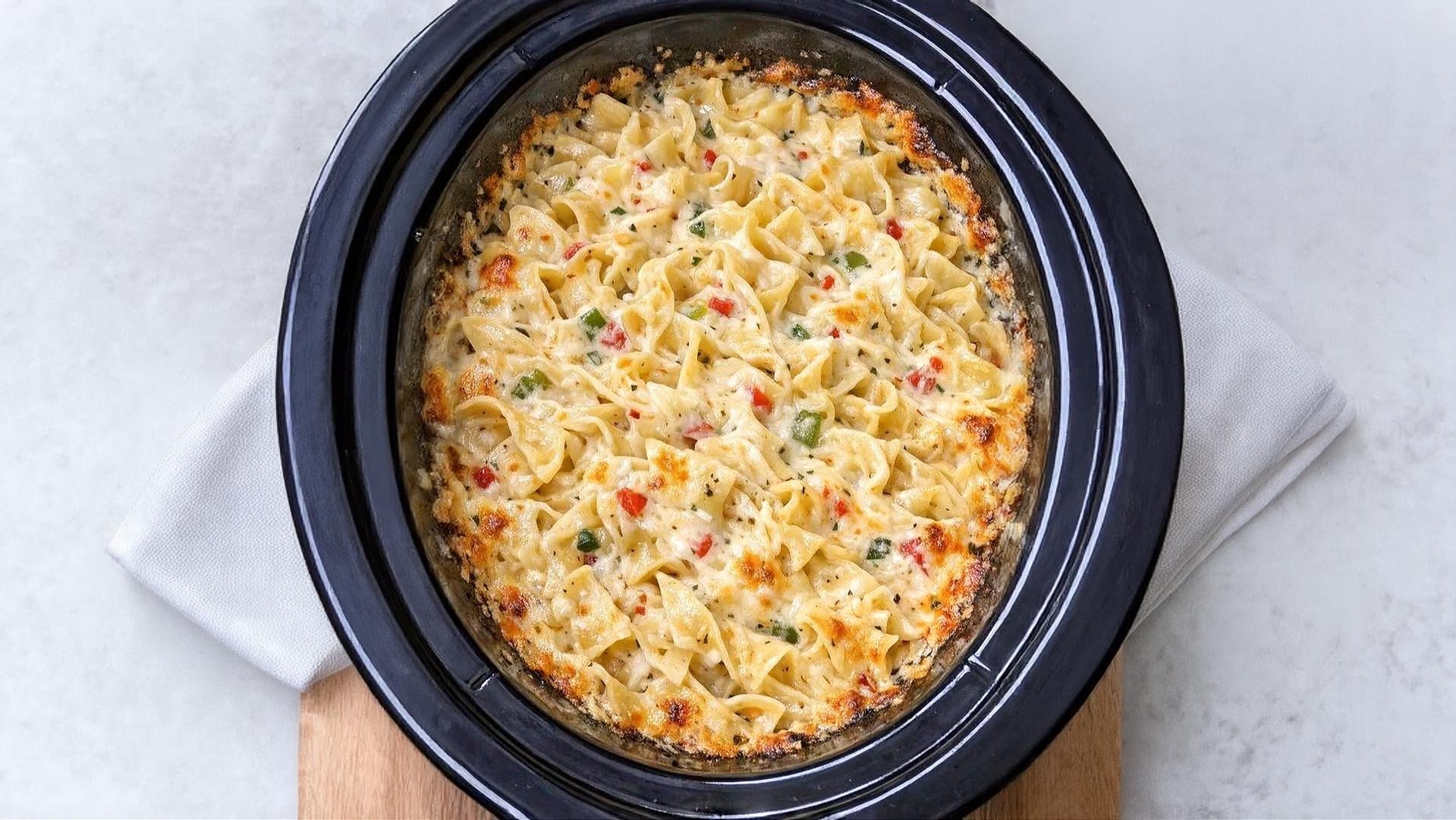 Thumbnail for Slow Cooker Amish Pepper Jack Noodle Bake