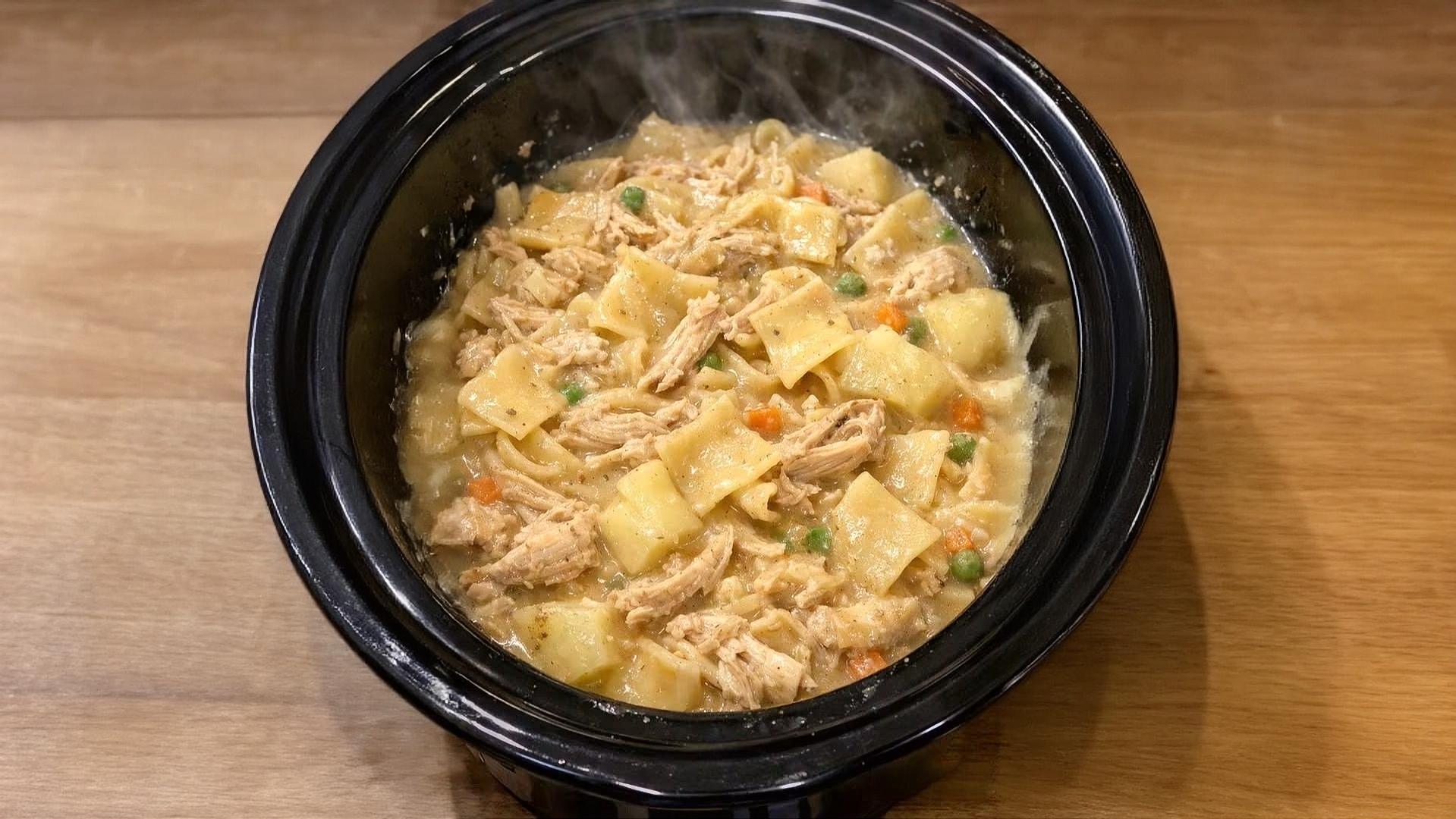 Thumbnail for Slow Cooker 4-Ingredient Amish Chicken Pot Pie