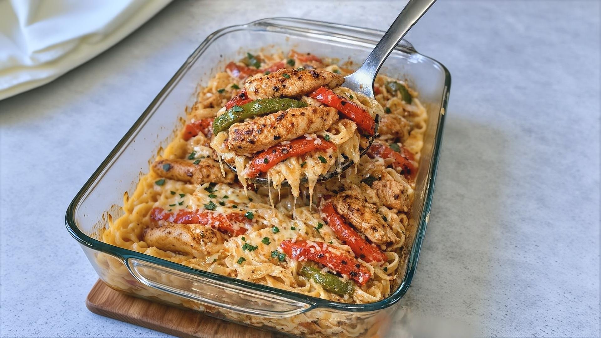 Thumbnail for Oven-Baked 4-Ingredient Chicken Fajita Pasta
