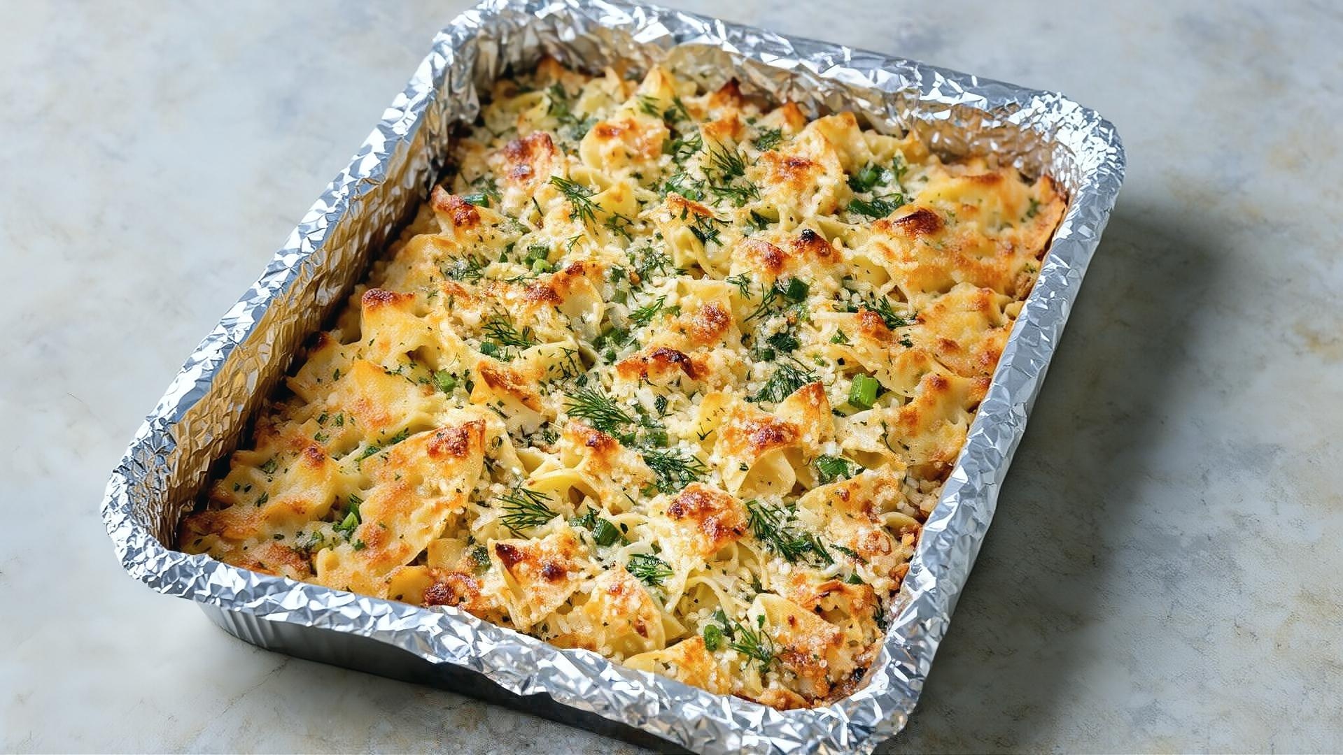 Thumbnail for Oven-Baked 4-Ingredient Fresh Dill and Egg Noodle Bake
