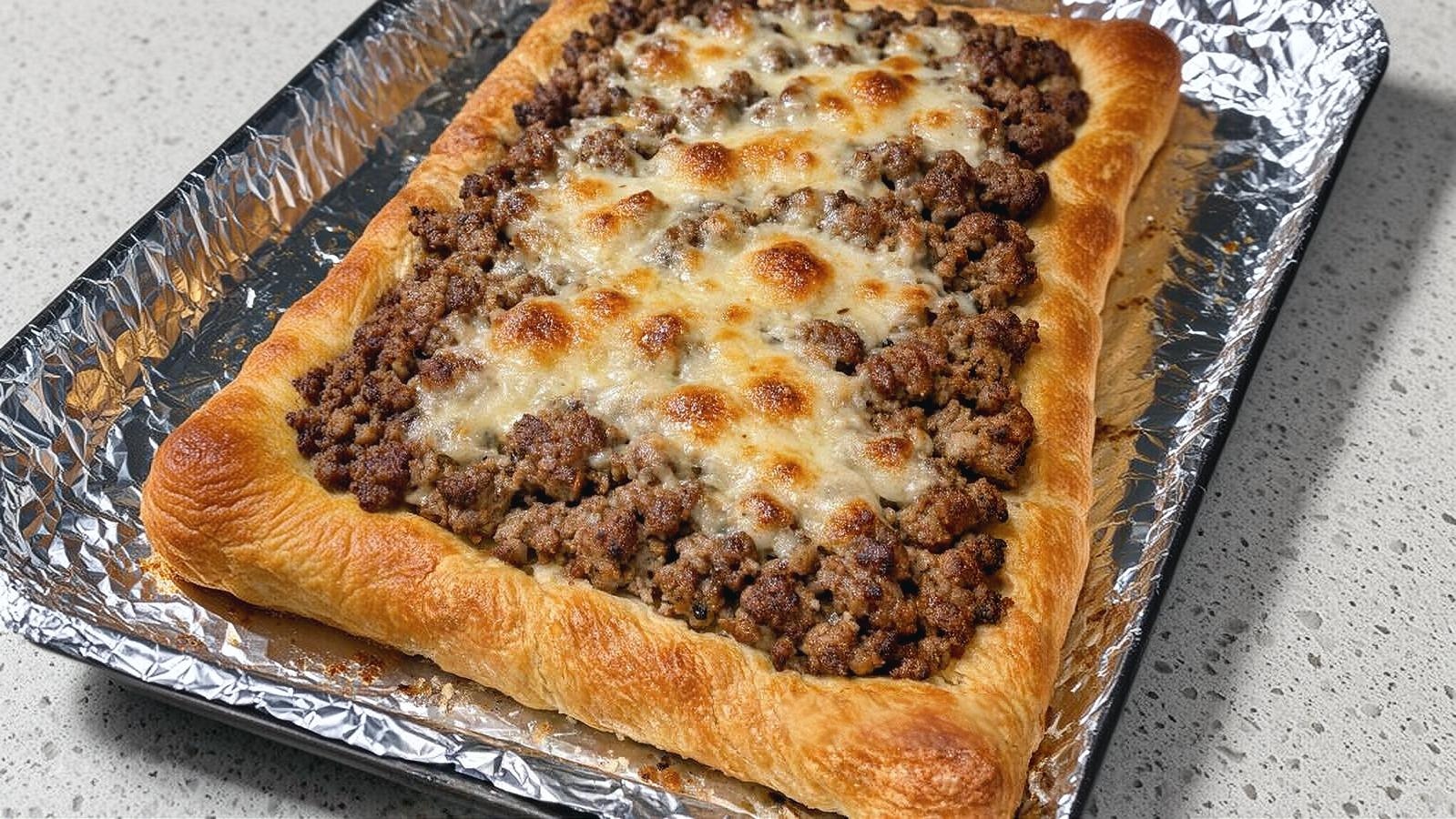 Thumbnail for Oven-Baked 4-Ingredient Beef Crescent Flatbread