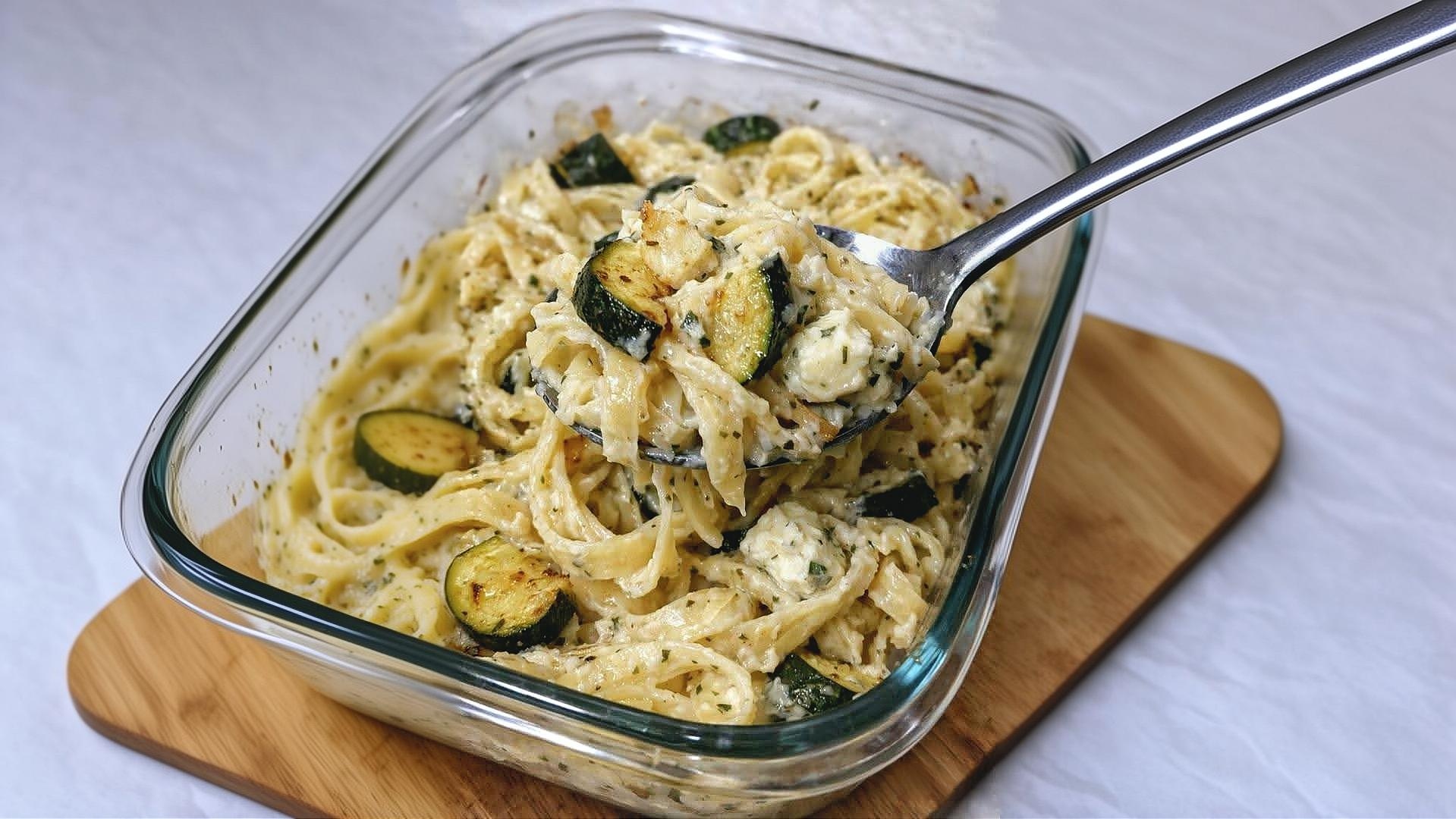 Thumbnail for Oven-Baked 4-Ingredient Boursin Zucchini Pasta