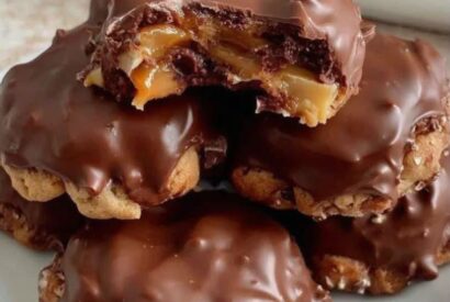 Thumbnail for Gooey Caramel Stuffed Chocolate Cookies A Decadent, Bakery-Style Treat Featuring a Chewy Cookie Base, a Melted Caramel Center, and a Rich Chocolate Shell