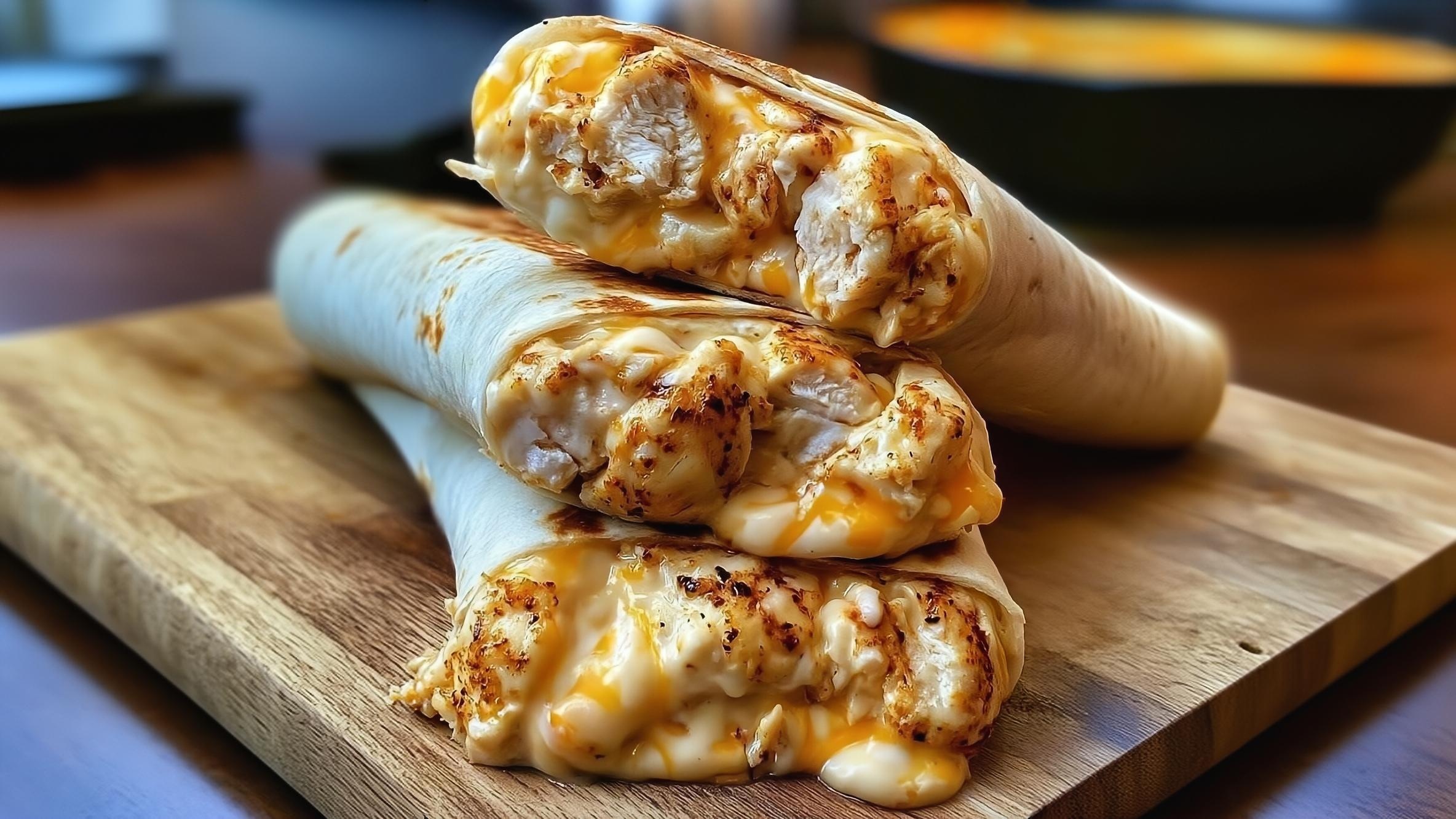Thumbnail for Cheesy Garlic Chicken Wraps