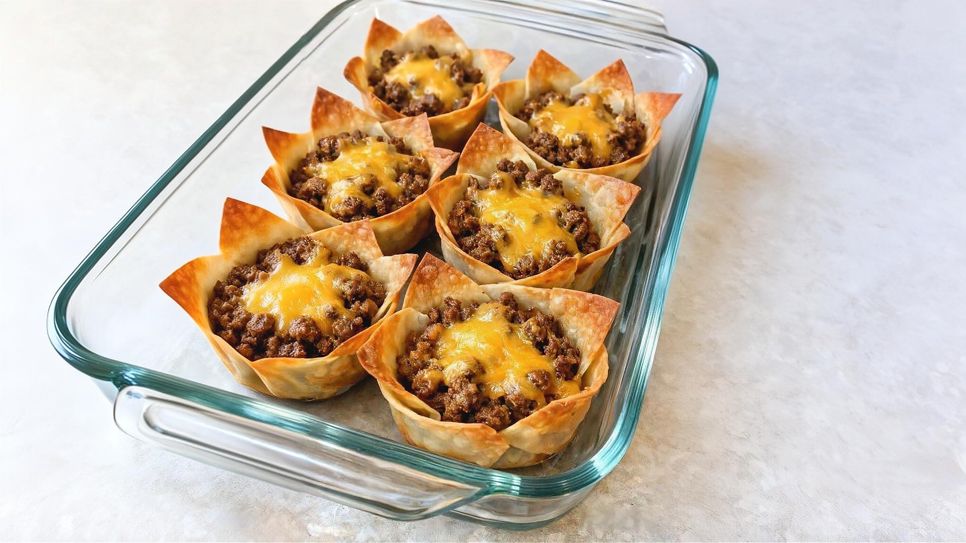 Thumbnail for Oven-Baked 4-Ingredient Beef Taco Cups