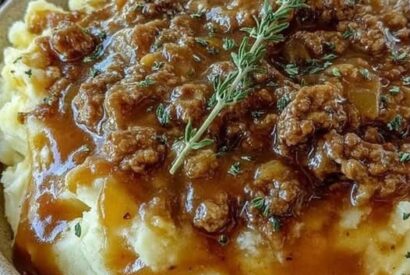Thumbnail for Cozy Ground Beef and Gravy Over Mashed Potatoes: The Ultimate Comfort Food Dinner