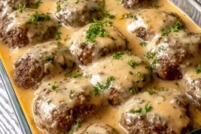 Thumbnail for Amish Hamburger Steak Bake: Juicy Beef Patties in a Creamy Mushroom Sauce
